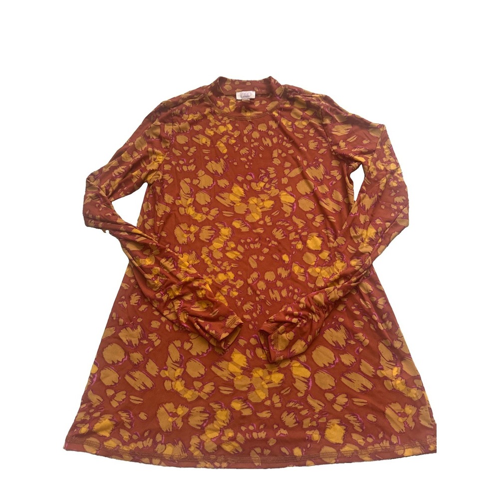 LOGO Layers Lori Goldstein Top Size S Burnt Orange, Mustard, Pink Sheer